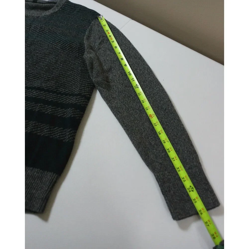 Banana Republic Men's Merino Wool Blend Crewneck Sweater Gray Colorblock L
